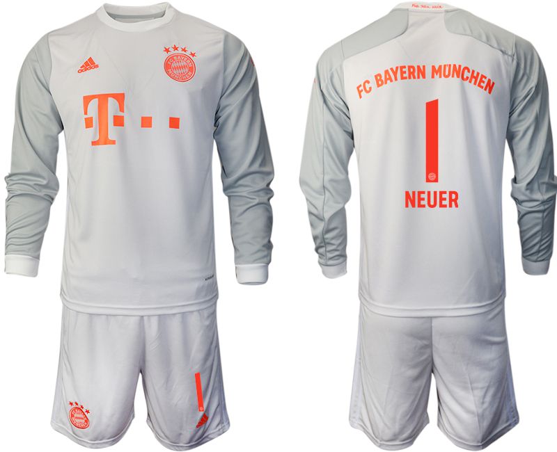 Men 2020-2021 club Bayern Munich away long sleeves #1 white Soccer Jerseys->->Soccer Club Jersey